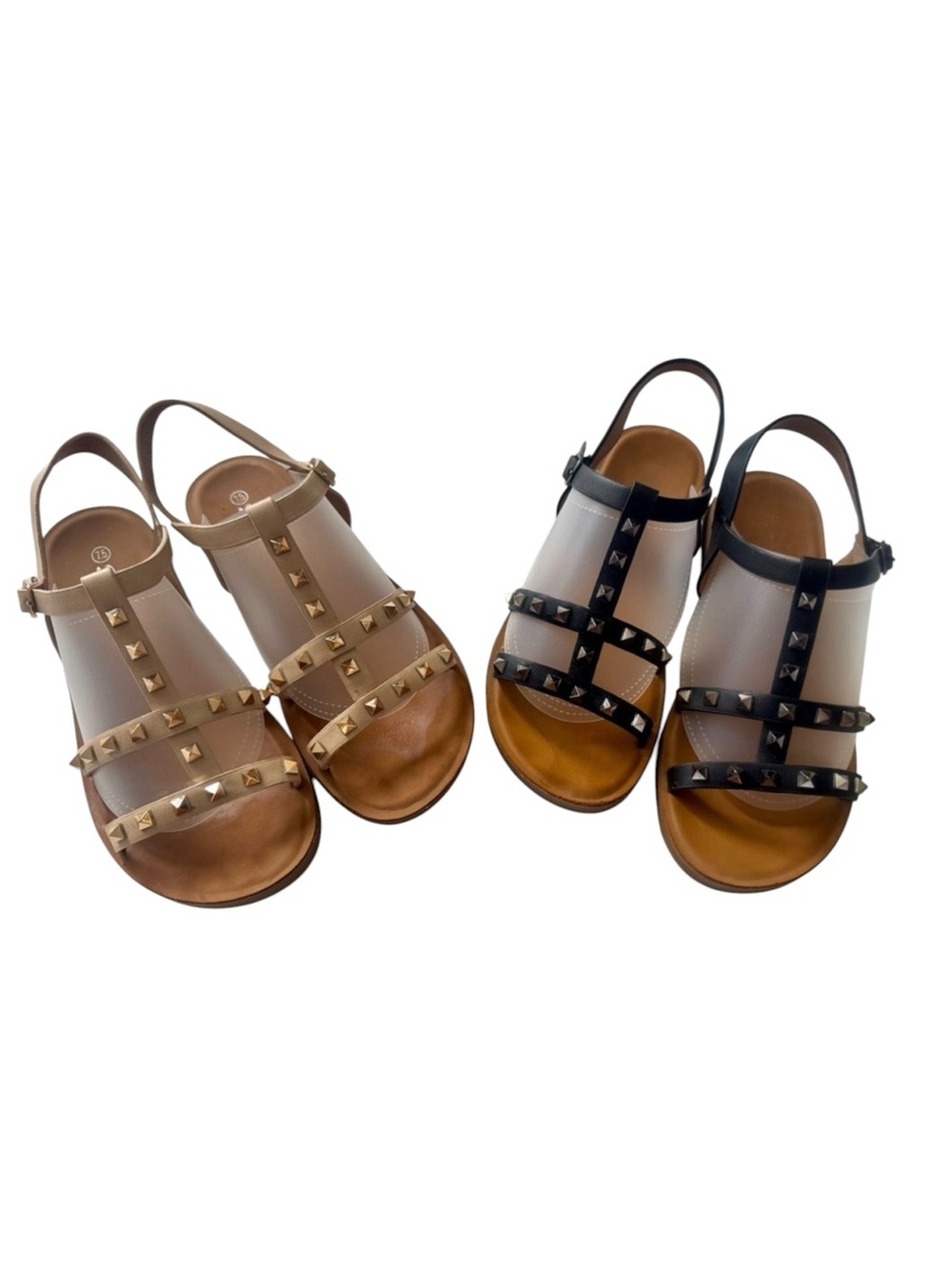 Forever Link Black and Tan Studded Sandals